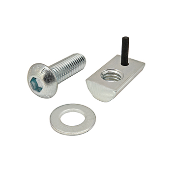 Bolt Assembly: M8 x 25.00mm Bright BHSCS with Washer and Roll-In T-Nut with Flex Handle - Bright Zinc (3886)