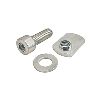 Bolt Assembly: M8 x 25.00mm Bright SHCS with Washer and Slide-In Economy T-Nut - Offset Thread - Bright Zinc (3887)