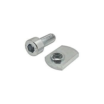 Bolt Assembly: M8 x 20.00mm Bright SHCS and Slide-In Economy T-Nut - Offset Thread - Bright Zinc (3899)