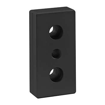 40 Series 3 Hole - Center Tap Base Plate - 40mm x 80mm with M10 Tap (40-2130-Black)