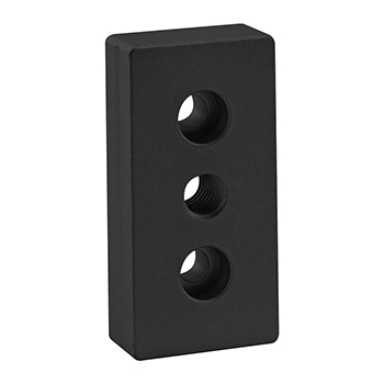 40 Series 3 Hole - Center Tap Base Plate - 40mm x 80mm with M12 Tap (40-2135-Black)