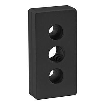 40 Series 3 Hole - Center Tap Base Plate - 40mm x 80mm with M16 Tap (40-2138-Black)