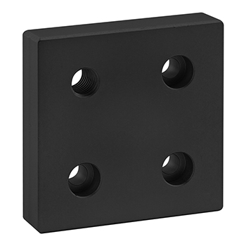 40 Series 4 Hole - Offset Tap Base Plate: 80mm x 80mm with M12 Corner Tap (40-2141-Black)