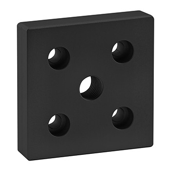 40 Series 5 Hole - Center Tap Base Plate: 80mm x 80mm with M16 Tap (40-2145-Black)