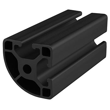 40mm X 40mm Quarter Round Lite T-Slotted Profile - Two Open T-Slots (40-4030-Lite-Black-FB)