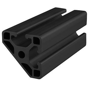 40mm X 40mm Lite T-Slotted Profile - Two Adjacent Open T-Slots (40-4045-Lite-Black-FB)