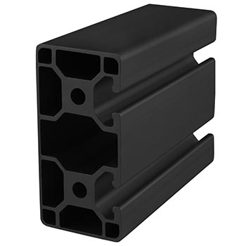 40mm X 80mm Lite T-Slotted Profile - Two Adjacent Open T-Slots (40-4082-Lite-Black-FB)