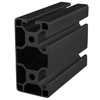 40mm X 80mm Lite T-Slotted Profile - Three Adjacent Open T-Slots (40-4083-Lite-Black-FB)