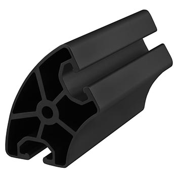 40mm T-slotted Profile 60 Degree Outside Radius - Two Opposite Open T-Slots (40-4096-Black-FB)