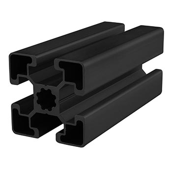 45mm X 45mm Lite T-Slotted Profile - Four Open T-Slots (45-4545-Lite-Black-FB)