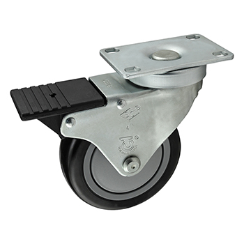 Deluxe Flange Mount Swivel Caster: 101.60mm with Brake (65-2333)