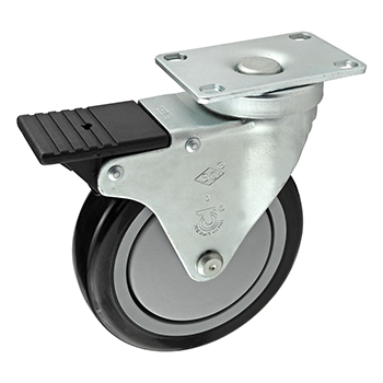 Deluxe Flange Mount Swivel Caster: 127.00mm with Brake (65-2334)