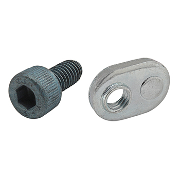 Bolt Assembly: M5 x 10.00mm Blue SHCS with Slide-In Economy T-Nut - Offset Thread - Bright Zinc (75-3401)