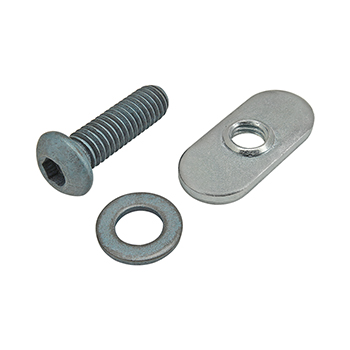 Bolt Assembly: M6 x 20.00mm Blue BHSCS with Washer and Slide-In Economy T-Nut - Centered Thread - Bright Zinc (75-3410)