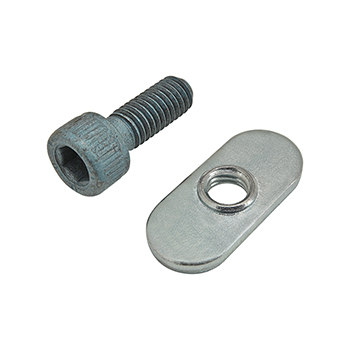 Bolt Assembly: M6 x 16.00mm Blue SHCS with Slide-In Economy T-Nut - Centered Thread - Bright Zinc (75-3413)