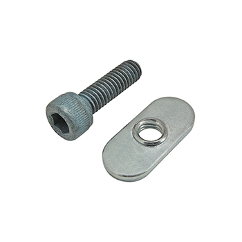 Bolt Assembly: M6 x 20.00mm Blue SHCS with Slide-In Economy T-Nut - Centered Thread - Bright Zinc (75-3414)