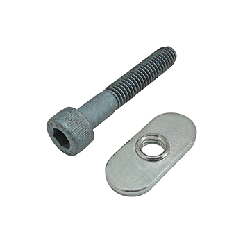 Bolt Assembly: M6 x 35.00mm Blue SHCS with Slide-In Economy T-Nut - Centered Thread - Bright Zinc (75-3417)