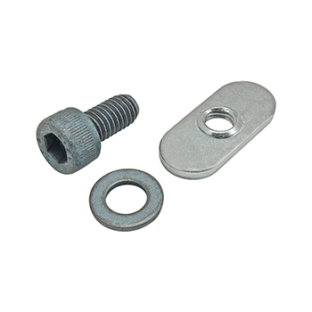 Bolt Assembly: M6 x 12.00mm Blue SHCS with Washer and Slide-In Economy T-Nut - Centered Thread - Bright Zinc (75-3419)