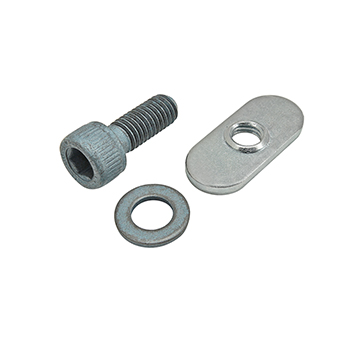 Bolt Assembly: M6 x 16.00mm Blue SHCS with Washer and Slide-In Economy T-Nut - Centered Thread - Bright Zinc (75-3420)