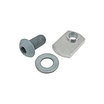 Bolt Assembly: M8 x 16.00mm Blue BHSCS with Washer and Slide-In Economy T-Nut - Offset Thread - Bright Zinc (75-3425)