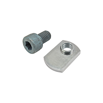 Bolt Assembly: M8 x 12.00mm Blue SHCS with Slide-In Economy T-Nut - Offset Thread - Bright Zinc (75-3428)