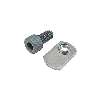 Bolt Assembly: M8 x 16.00mm Blue SHCS with Slide-In Economy T-Nut - Offset Thread - Bright Zinc (75-3429)