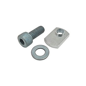 Bolt Assembly: M8 x 20.00mm Blue SHCS with Washer and Slide-In Economy T-Nut - Offset Thread - Bright Zinc (75-3433)