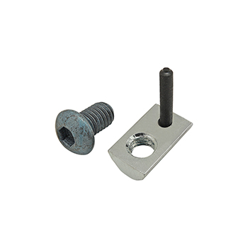 Bolt Assembly: M6 x 10.00mm Blue BHSCS with Roll-In T-Nut with Flex Handle - Bright Zinc (75-3435)