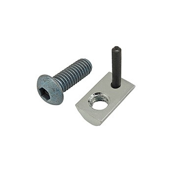 Bolt Assembly: M6 x 16.00mm Blue BHSCS with Roll-In T-Nut with Flex Handle - Bright Zinc (75-3437)