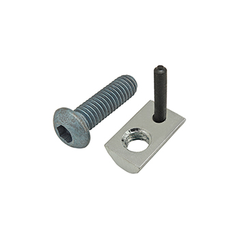 Bolt Assembly: M6 x 20.00mm Blue BHSCS with Roll-In T-Nut with Flex Handle - Bright Zinc (75-3438)