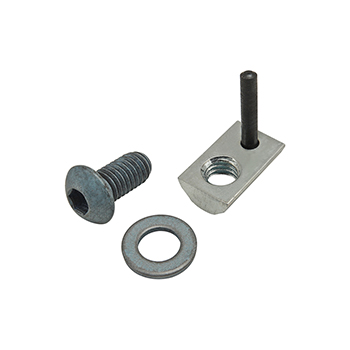 Bolt Assembly: M6 x 12.00mm Blue BHSCS with Washer and Roll-In T-Nut with Flex Handle - Bright Zinc (75-3439)