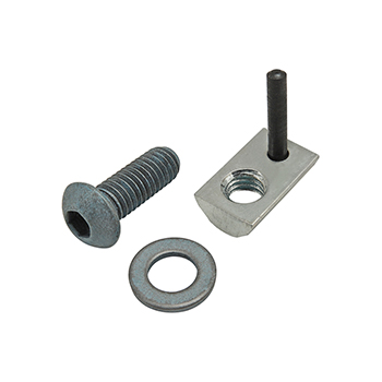 Bolt Assembly: M6 x 16.00mm Blue BHSCS with Washer and Roll-In T-Nut with Flex Handle - Bright Zinc (75-3440)