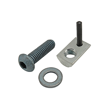 Bolt Assembly: M6 x 20.00mm Blue BHSCS with Washer and Roll-In T-Nut with Flex Handle - Bright Zinc (75-3441)