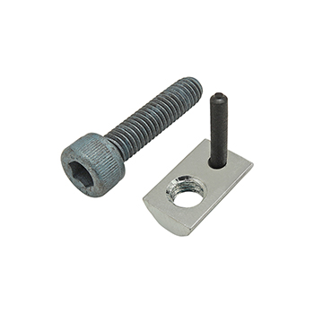 Bolt Assembly: M6 x 25.00mm Blue SHCS with Roll-In T-Nut with Flex Handle - Bright Zinc (75-3446)