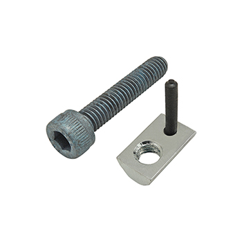 Bolt Assembly: M6 x 30.00mm Blue SHCS with Roll-In T-Nut with Flex Handle - Bright Zinc (75-3447)