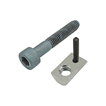 Bolt Assembly: M6 x 35.00mm Blue SHCS and Roll-In T-Nut with Flex Handle - Bright Zinc (75-3448)