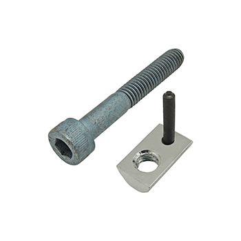 Bolt Assembly: M6 x 40.00mm Blue SHCS with Roll-In T-Nut with Flex Handle - Bright Zinc (75-3449)