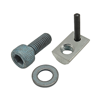 Bolt Assembly: M6 x 16.00mm Blue SHCS with Washer and Roll-In T-Nut with Flex Handle - Bright Zinc (75-3451)