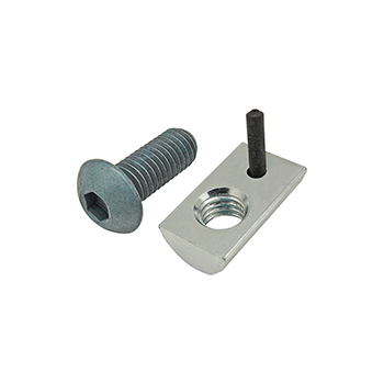 Bolt Assembly: M8 x 20.00mm Blue BHSCS with Roll-In T-Nut with Flex Handle - Bright Zinc (75-3454)