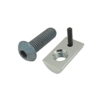 Bolt Assembly: M8 x 25.00mm Blue BHSCS with Roll-In T-Nut with Flex Handle - Bright Zinc (75-3455)