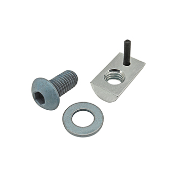 Bolt Assembly: M8 x 16.00mm Blue BHSCS with Washer and Roll-In T-Nut with Flex Handle - Bright Zinc (75-3456)