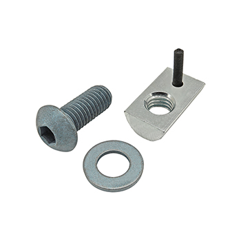 Bolt Assembly: M8 x 20.00mm Blue BHSCS with Washer and Roll-In T-Nut with Flex Handle - Bright Zinc (75-3457)