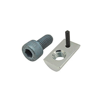 Bolt Assembly: M8 x 16.00mm Blue SHCS with Roll-In T-Nut with Flex Handle - Bright Zinc (75-3460)