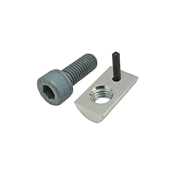 Bolt Assembly: M8 x 20.00mm Blue SHCS with Roll-In T-Nut with Flex Handle - Bright Zinc (75-3461)