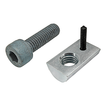 Bolt Assembly: M8 x 25.00mm Blue SHCS and Roll-In T-Nut with Flex Handle - Bright Zinc (75-3462)