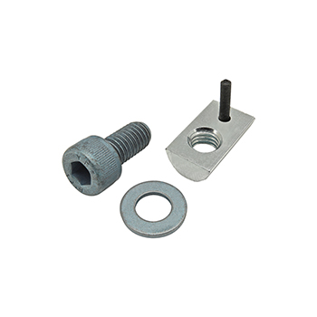 Bolt Assembly: M8 x 16.00mm Blue SHCS with Washer and Roll-In T-Nut with Flex Handle - Bright Zinc (75-3463)