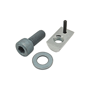 Bolt Assembly: M8 x 20.00mm Blue SHCS with Washer and Roll-In T-Nut with Flex Handle - Bright Zinc (75-3464)