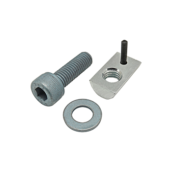 Bolt Assembly: M8 x 25.00mm Blue SHCS with Washer and Roll-In T-Nut with Flex Handle - Bright Zinc (75-3465)