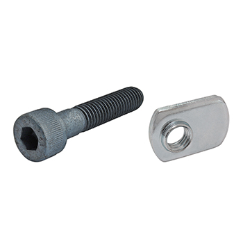 Bolt Assembly: M8 x 40.00mm Blue SHCS with Slide-In Economy T-Nut - Offset Thread - Bright Zinc (75-3479)