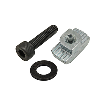 Bolt Assembly: M5 x 20.00mm Black SHCS with Washer and Standard Drop-In T-Nut - Bright Zinc (75-3481)